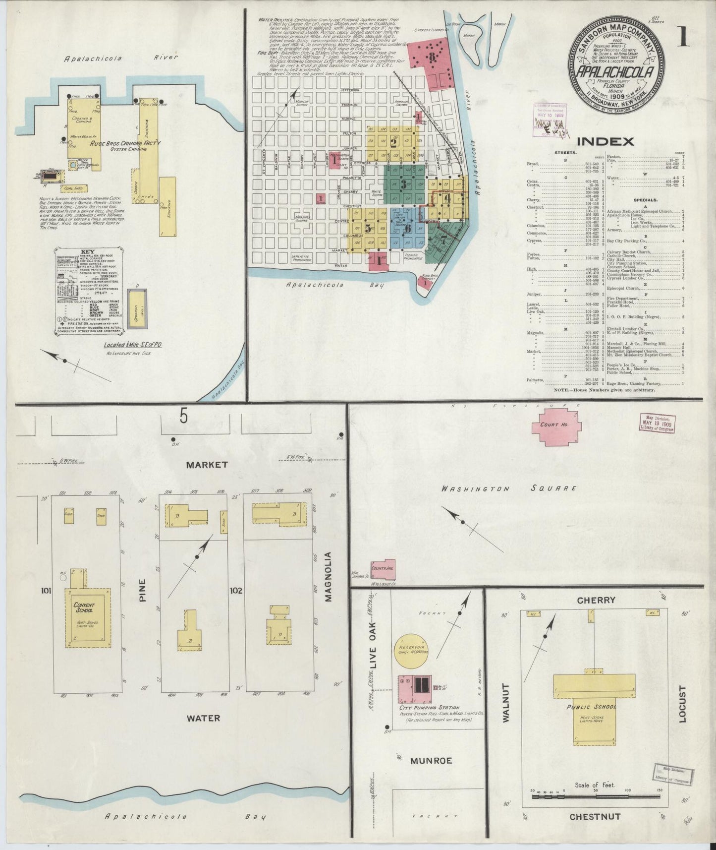 Sanborn Fire Insurance Map from Apalachicola, Franklin County, Florida. (1909) – Historic Sanborn Fire Insurance Map Print