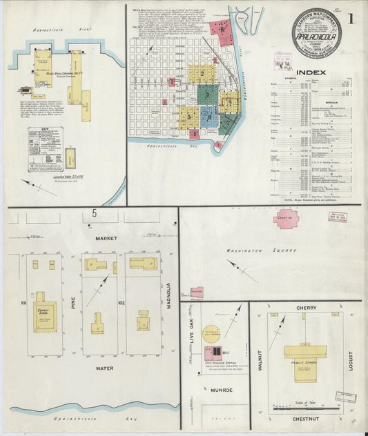 Sanborn Fire Insurance Map from Apalachicola, Franklin County, Florida. (1909) – Historic Sanborn Fire Insurance Map Print