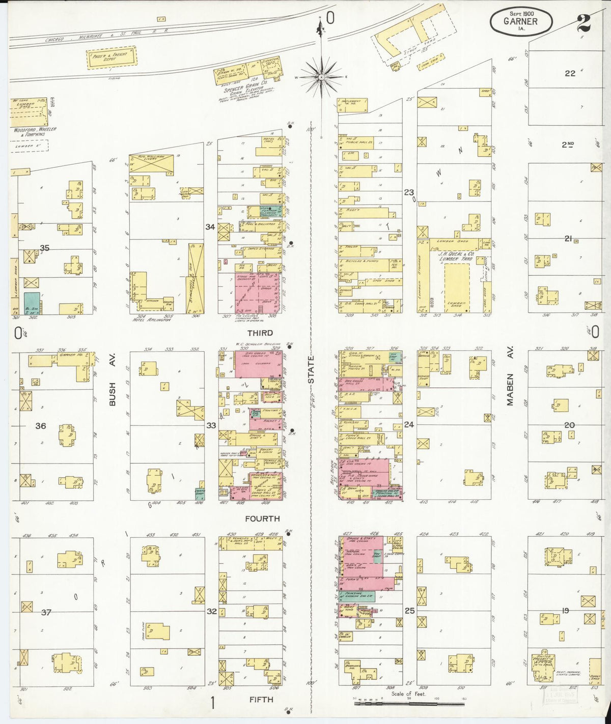 Sanborn Fire Insurance Map from Garner, Hancock County, Iowa (1900), Sheet #0002 - Historic Sanborn Fire Insurance Map Print