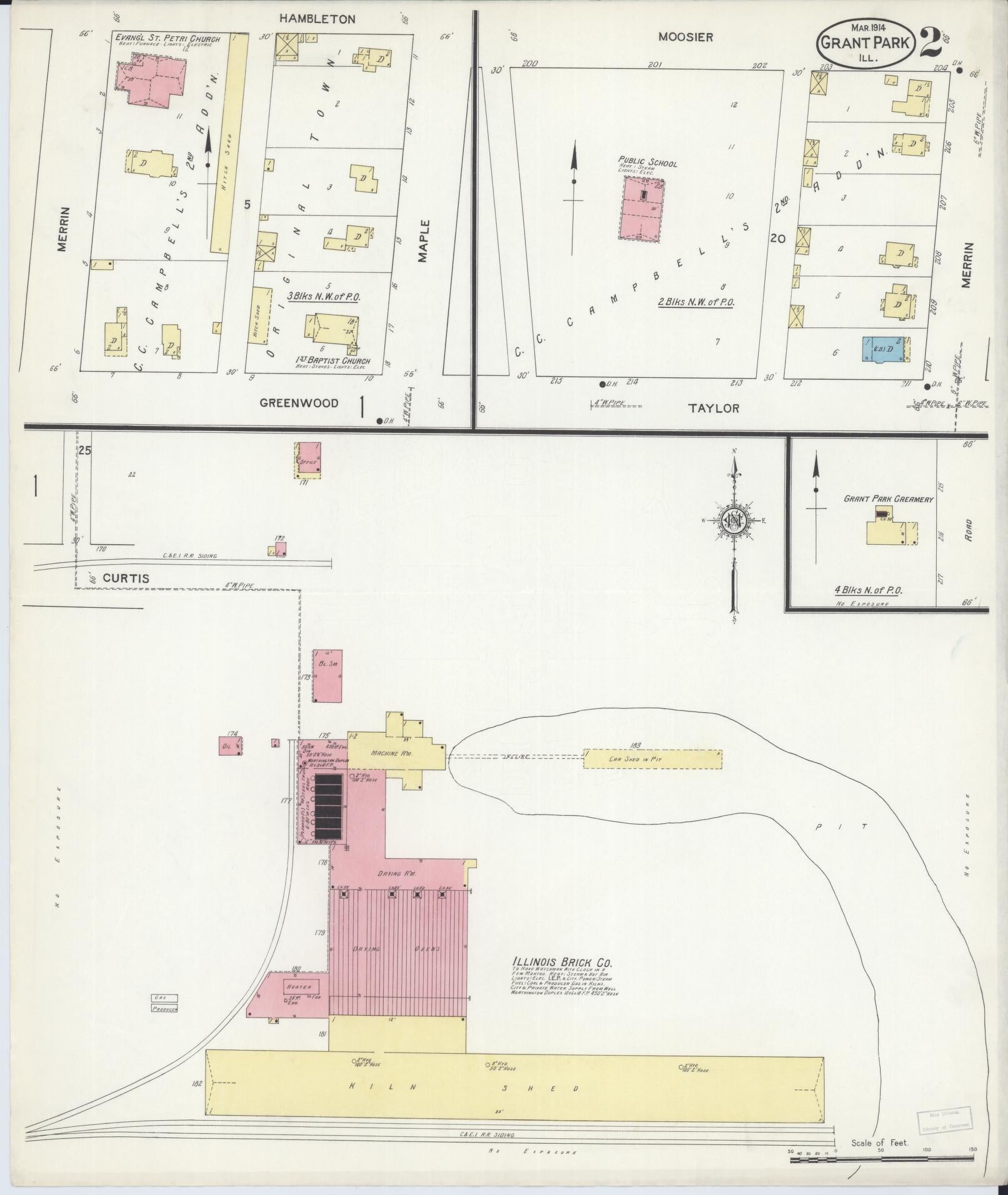 Sanborn Fire Insurance Map from Grant Park, Kankakee County, Illinois (1914), Sheet #0002 - Complete Map Set gallery image, historic Sanborn map, vintage wall art, Illinois Illinois