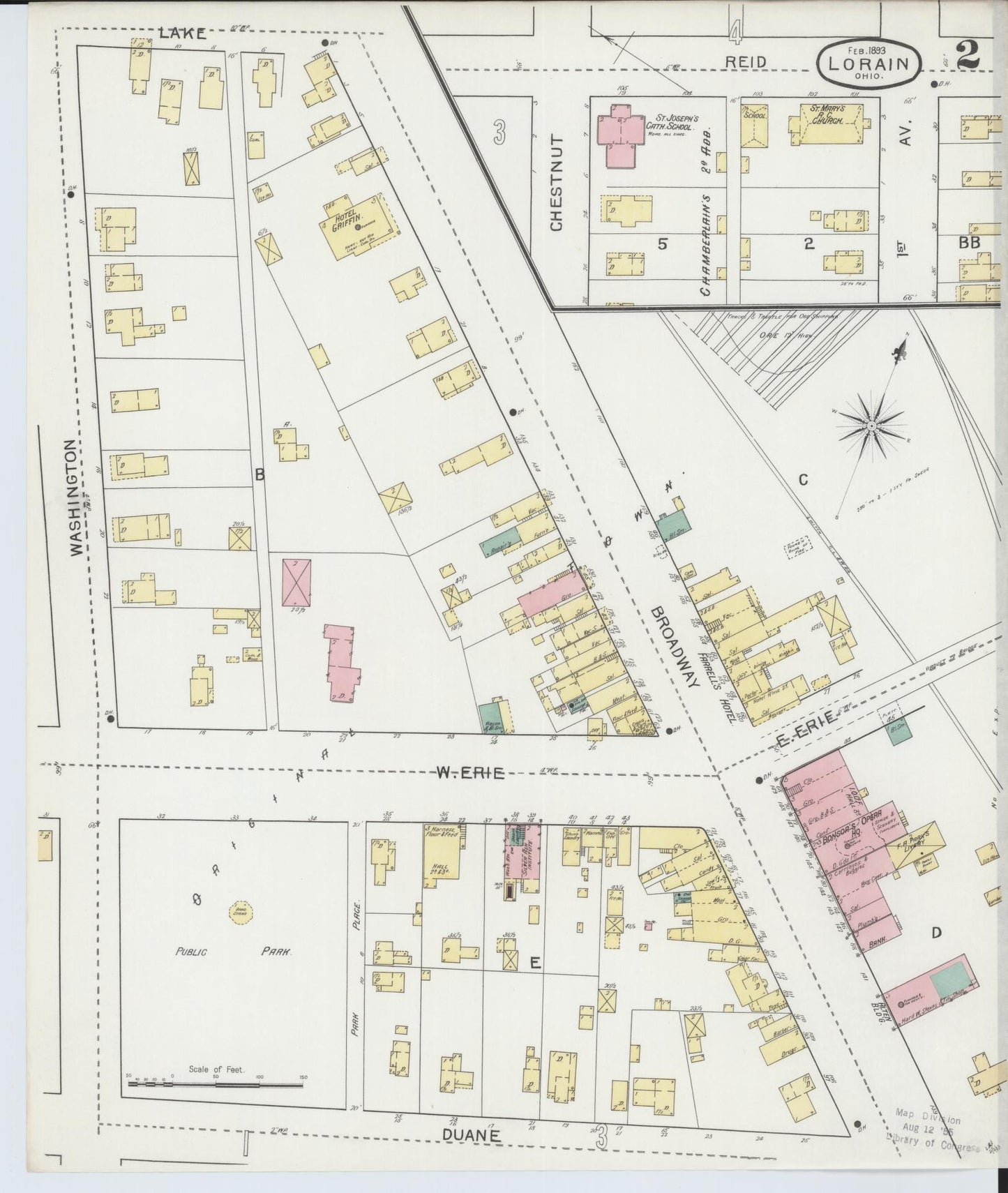 Sanborn Fire Insurance Map from Lorain, Lorain County, Ohio (1893), Sheet #0002 - Historic Sanborn Fire Insurance Map Print, vintage old map wall art, antique decor, genealogy gift, Ohio Ohio map