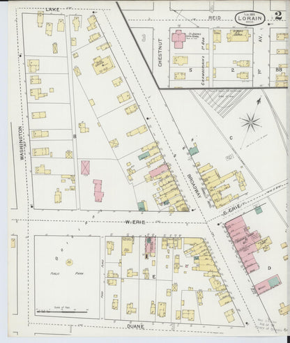 Sanborn Fire Insurance Map from Lorain, Lorain County, Ohio (1893), Sheet #0002 - Historic Sanborn Fire Insurance Map Print, vintage old map wall art, antique decor, genealogy gift, Ohio Ohio map