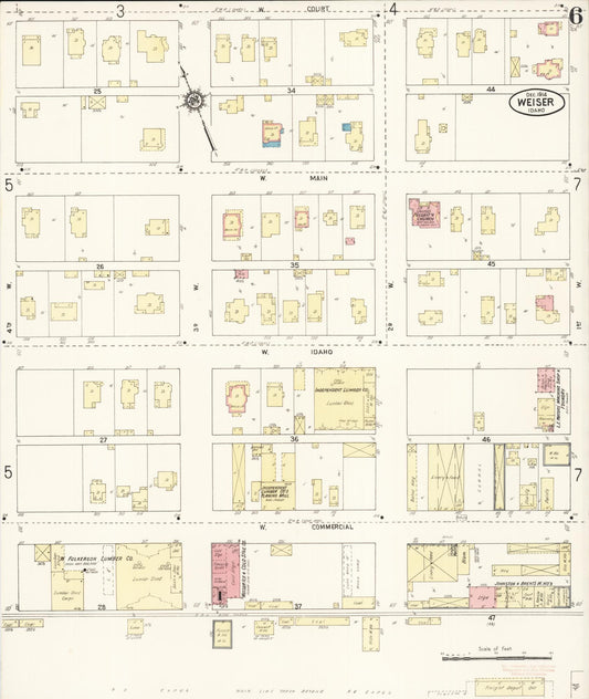 Sanborn Fire Insurance Map from Weiser, Washington County, Idaho (1914), Sheet #0006 - Historic Sanborn Fire Insurance Map Print, vintage old map wall art, antique decor, genealogy gift, Idaho Idaho map