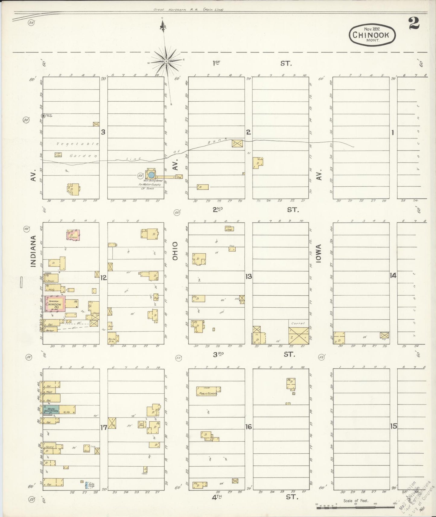 Sanborn Fire Insurance Map from Chinook, Blaine County, Montana (1892), Sheet #0002 - Complete Map Set gallery image, historic Sanborn map, vintage wall art, Montana Montana