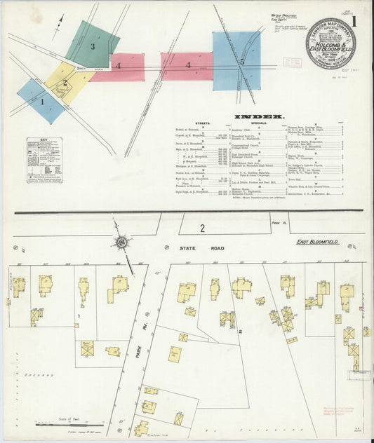 Sanborn Fire Insurance Map from Holcomb, Ontario County, New York (1909), Sheet #0001 - Complete Map Set gallery image, historic Sanborn map, vintage wall art, New York New York