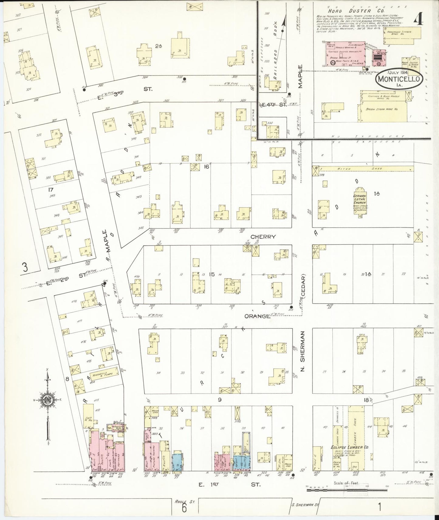 Sanborn Fire Insurance Map from Monticello, Jones County, Iowa (1914), Sheet #0004 - Historic Sanborn Fire Insurance Map Print
