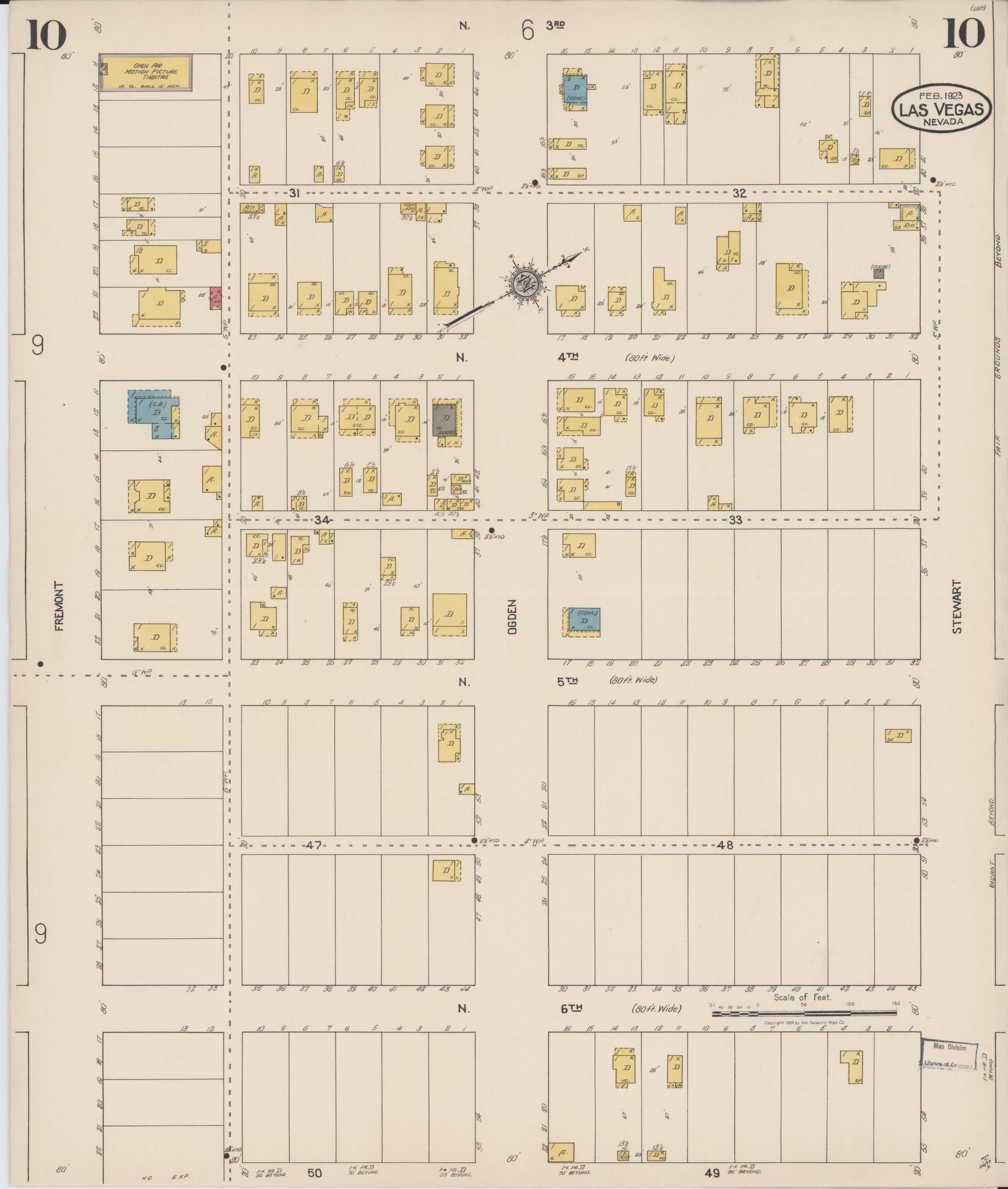 Sanborn Fire Insurance Map from Las Vegas, Clark County, Nevada (1923), Sheet #0010 - Complete Map Set gallery image, historic Sanborn map, vintage wall art, Nevada Nevada