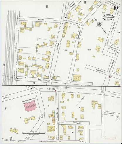 Sanborn Fire Insurance Map from Putnam, Windham County, Connecticut (1920), Sheet #0010 - Complete Map Set gallery image, historic Sanborn map, vintage wall art, Connecticut Connecticut