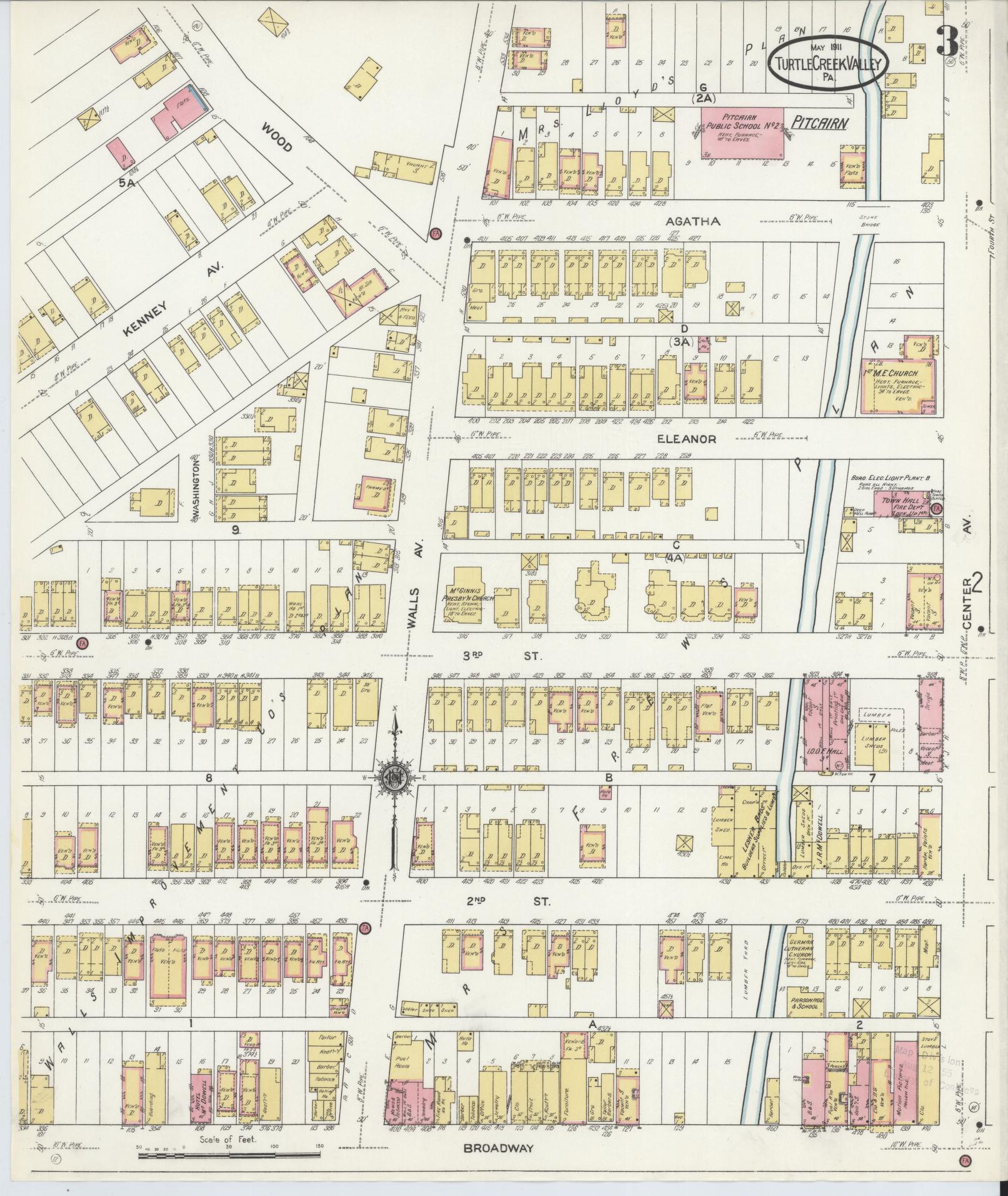 Sanborn Fire Insurance Map from Turtle Creek Valley, Allegheny County, Pennsylvania (1911), Sheet #0003 - Complete Map Set gallery image, historic Sanborn map, vintage wall art, Pennsylvania Pennsylvania