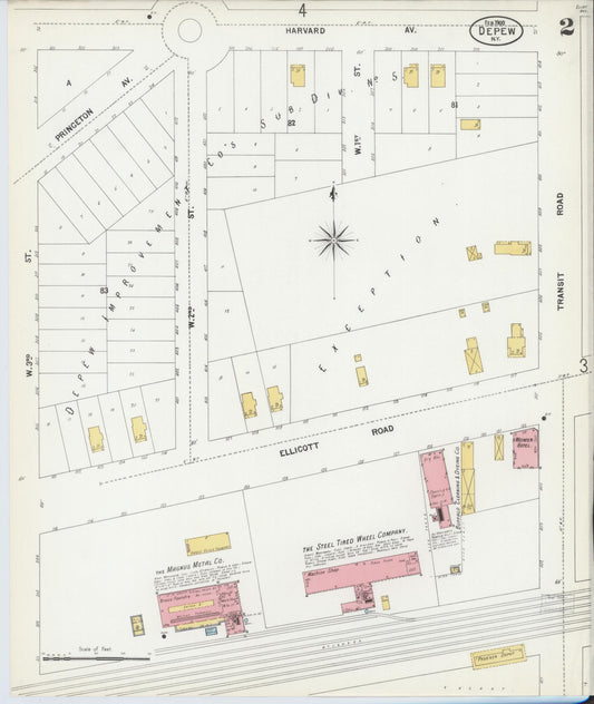 Sanborn Fire Insurance Map from Depew, Erie County, New York (1900), Sheet #0002 - Historic Sanborn Fire Insurance Map Print, vintage old map wall art, antique decor, genealogy gift, New York New York map