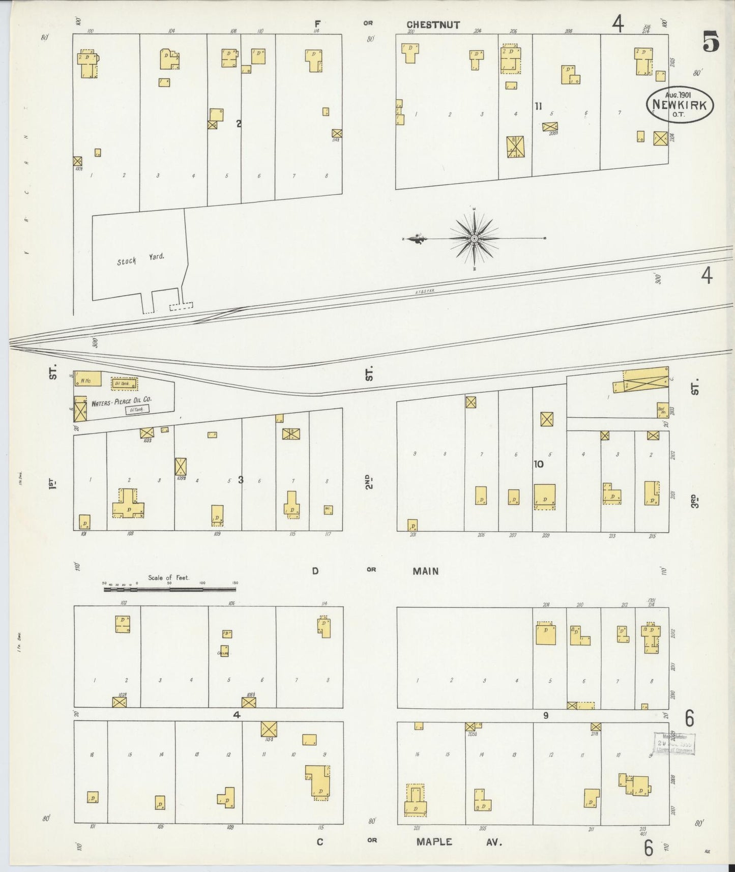 Sanborn Fire Insurance Map from Newkirk, Kay County, Oklahoma (1901), Sheet #0005 - Complete Map Set gallery image, historic Sanborn map, vintage wall art, Oklahoma Oklahoma