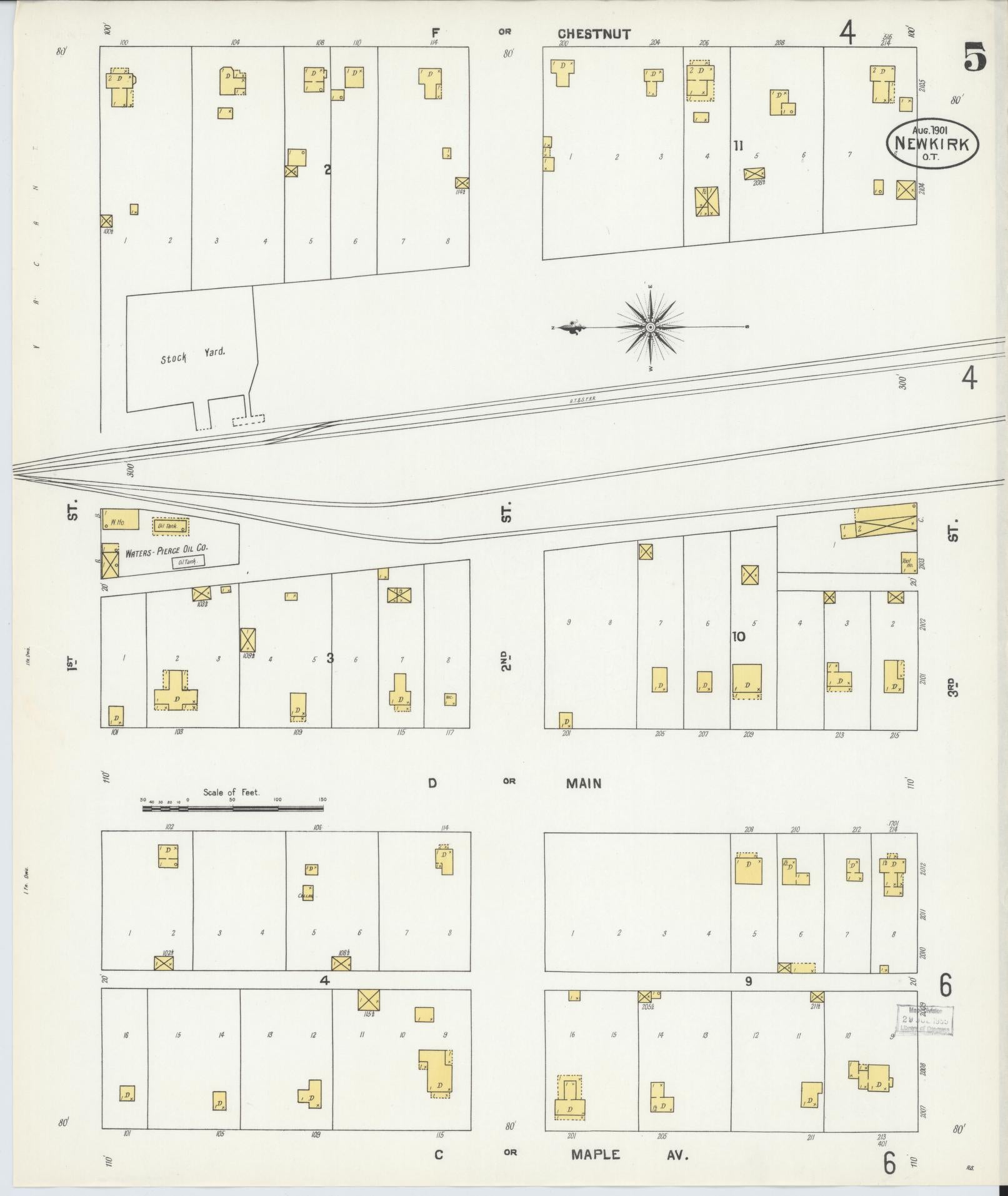 Sanborn Fire Insurance Map from Newkirk, Kay County, Oklahoma (1901), Sheet #0005 - Complete Map Set gallery image, historic Sanborn map, vintage wall art, Oklahoma Oklahoma