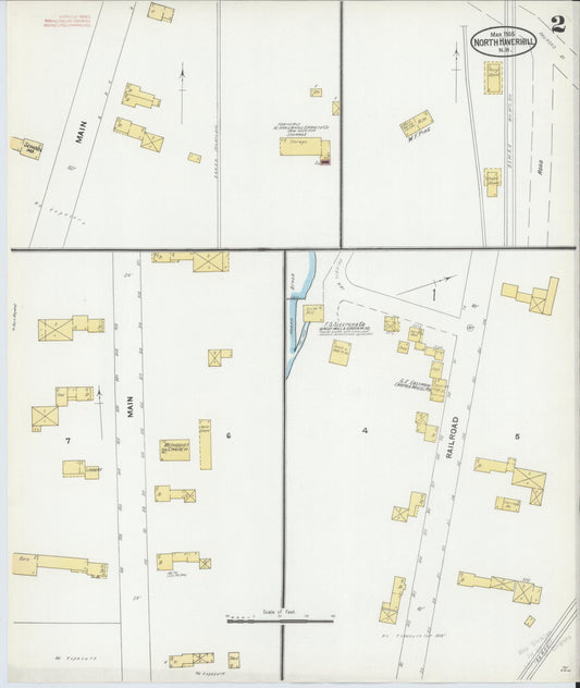 Sanborn Fire Insurance Map from North Haverhill, Grafton County, New Hampshire (1905), Sheet #0002 - Historic Sanborn Fire Insurance Map Print, vintage old map wall art, antique decor, genealogy gift, New Hampshire New Hampshire map