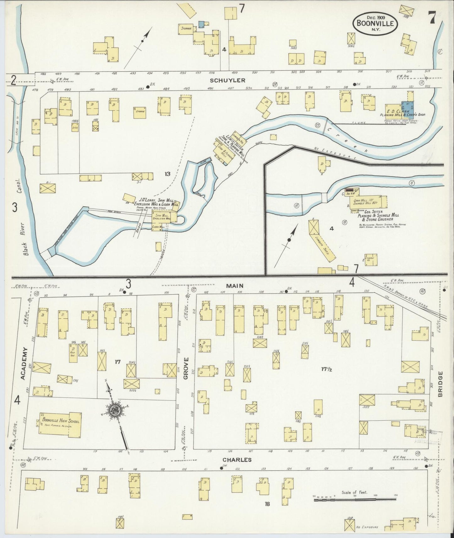 Sanborn Fire Insurance Map from Boonville, Oneida County, New York (1909), Sheet #0007 - Complete Map Set gallery image, historic Sanborn map, vintage wall art, New York New York