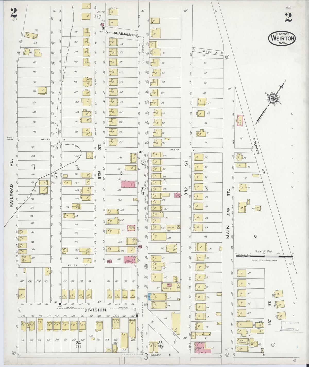 Sanborn Fire Insurance Map from Weirton, Hancock County, West Virginia (1923), Sheet #0002 - Complete Map Set gallery image, historic Sanborn map, vintage wall art, West Virginia West Virginia