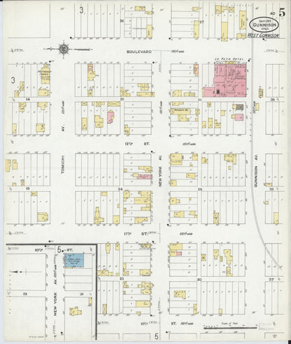 Sanborn Fire Insurance Map from Gunnison, Gunnison County, Colorado (1910), Sheet #0005 - Complete Map Set gallery image, historic Sanborn map, vintage wall art, Colorado Colorado