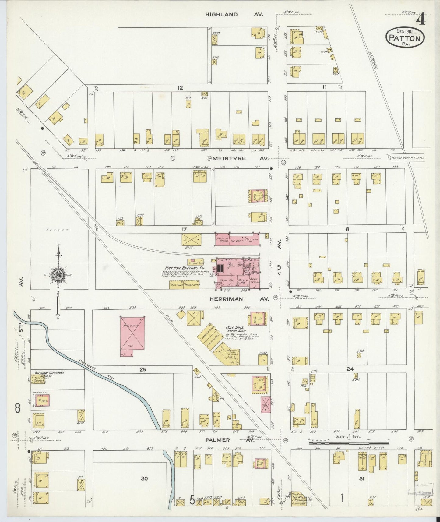 Sanborn Fire Insurance Map from Patton, Cambria County, Pennsylvania (1910), Sheet #0004 - Complete Map Set gallery image, historic Sanborn map, vintage wall art, Pennsylvania Pennsylvania