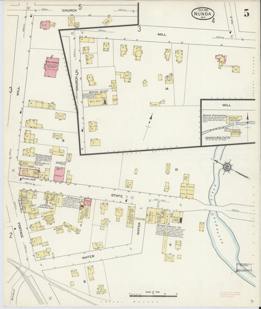 Sanborn Fire Insurance Map from Nunda, Livingston County, New York (1913), Sheet #0005 - Historic Sanborn Fire Insurance Map Print, vintage old map wall art, antique decor, genealogy gift, New York New York map