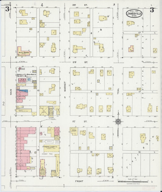 Sanborn Fire Insurance Map from Janesville, Waseca County, Minnesota (1924), Sheet #0003 - Historic Sanborn Fire Insurance Map Print, vintage old map wall art, antique decor, genealogy gift, Minnesota Minnesota map