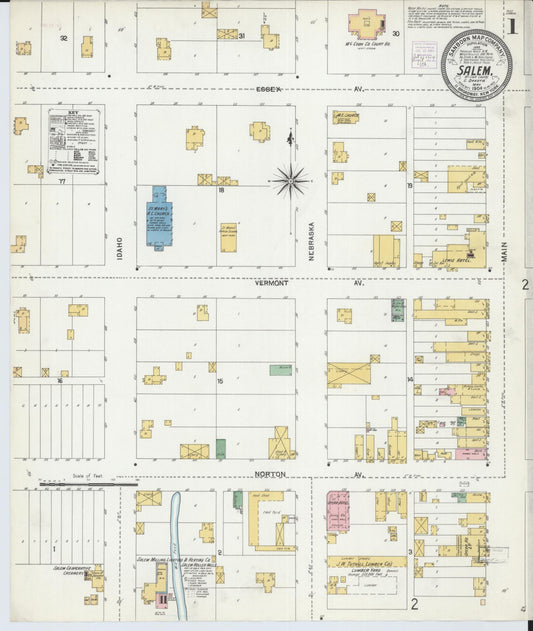 Sanborn Fire Insurance Map from Salem, McCook County, South Dakota (1904), Sheet #0001 - Complete Map Set gallery image, historic Sanborn map, vintage wall art, South Dakota South Dakota