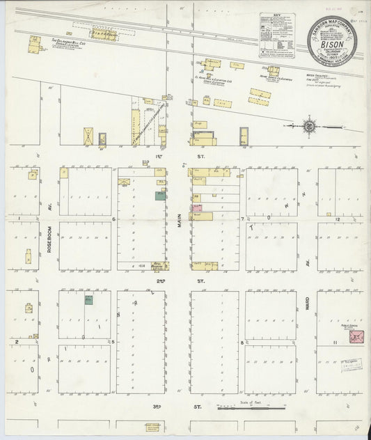Sanborn Fire Insurance Map from Bison, Garfield County, Oklahoma (1909), Sheet #0001 - Historic Sanborn Fire Insurance Map Print, vintage old map wall art, antique decor, genealogy gift, Oklahoma Oklahoma map