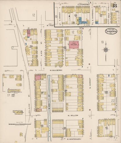 Sanborn Fire Insurance Map from Shamokin, Northumberland County, Pennsylvania (1922), Sheet #0018 - Historic Sanborn Fire Insurance Map Print, vintage old map wall art, antique decor, genealogy gift, Pennsylvania Pennsylvania map