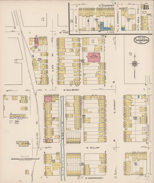 Sanborn Fire Insurance Map from Shamokin, Northumberland County, Pennsylvania (1922), Sheet #0018 - Historic Sanborn Fire Insurance Map Print, vintage old map wall art, antique decor, genealogy gift, Pennsylvania Pennsylvania map