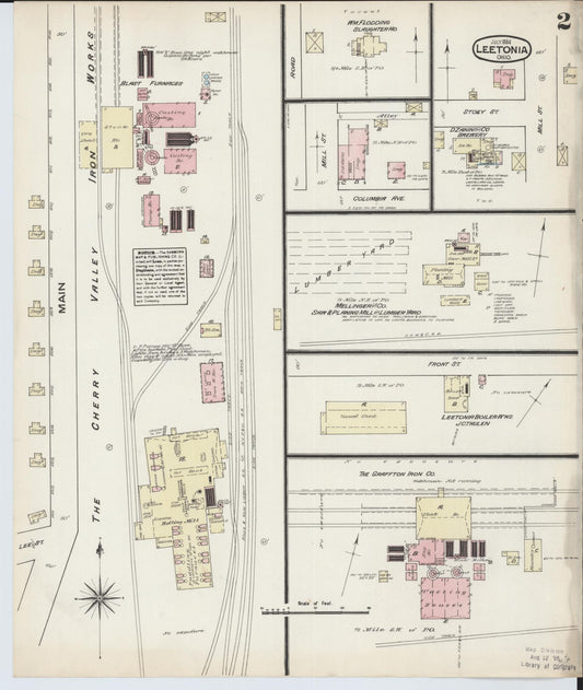 Sanborn Fire Insurance Map from Leetonia, Columbiana County, Ohio (1884), Sheet #0002 - Historic Sanborn Fire Insurance Map Print, vintage old map wall art, antique decor, genealogy gift, Ohio Ohio map