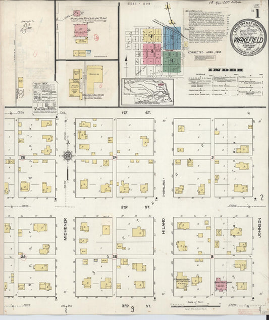 Sanborn Fire Insurance Map from Wakefield, Dixon County, Nebraska (1930), Sheet #0001 - Historic Sanborn Fire Insurance Map Print, vintage old map wall art, antique decor, genealogy gift, Nebraska Nebraska map
