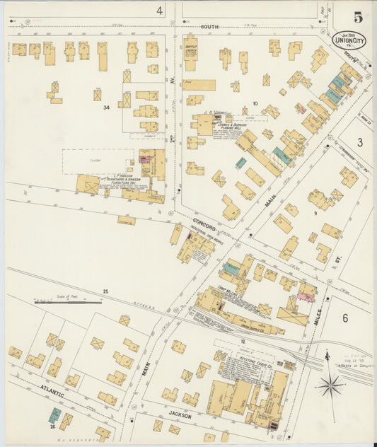 Sanborn Fire Insurance Map from Union City, Erie County, Pennsylvania (1900), Sheet #0005 - Historic Sanborn Fire Insurance Map Print, vintage old map wall art, antique decor, genealogy gift, Pennsylvania Pennsylvania map