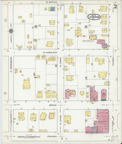 Sanborn Fire Insurance Map from La Grange, Troup County, Georgia (1921), Sheet #0002 - Complete Map Set gallery image, historic Sanborn map, vintage wall art, Georgia Georgia