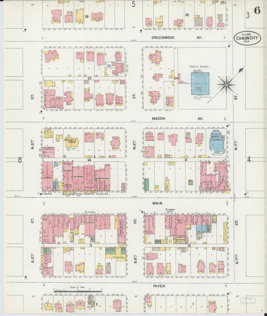 Sanborn Fire Insurance Map from Canon City, Fremont County, Colorado (1901), Sheet #0006 - Historic Sanborn Fire Insurance Map Print, vintage old map wall art, antique decor, genealogy gift, Colorado Colorado map