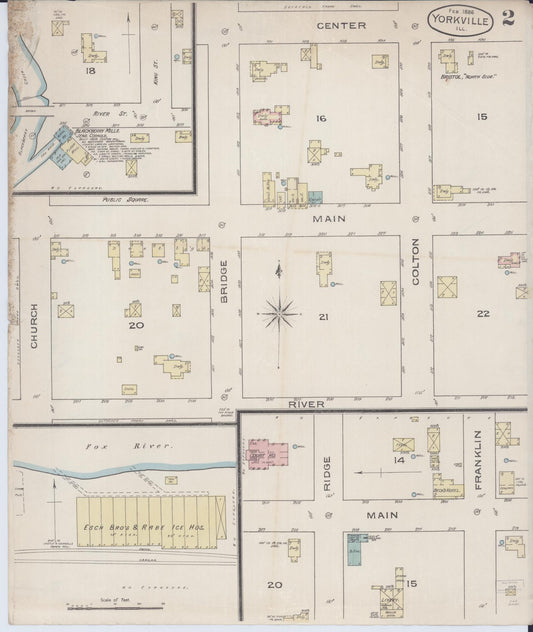 Sanborn Fire Insurance Map from Yorkville, Kendall County, Illinois (1886), Sheet #0002 - Historic Sanborn Fire Insurance Map Print, vintage old map wall art, antique decor, genealogy gift, Illinois Illinois map