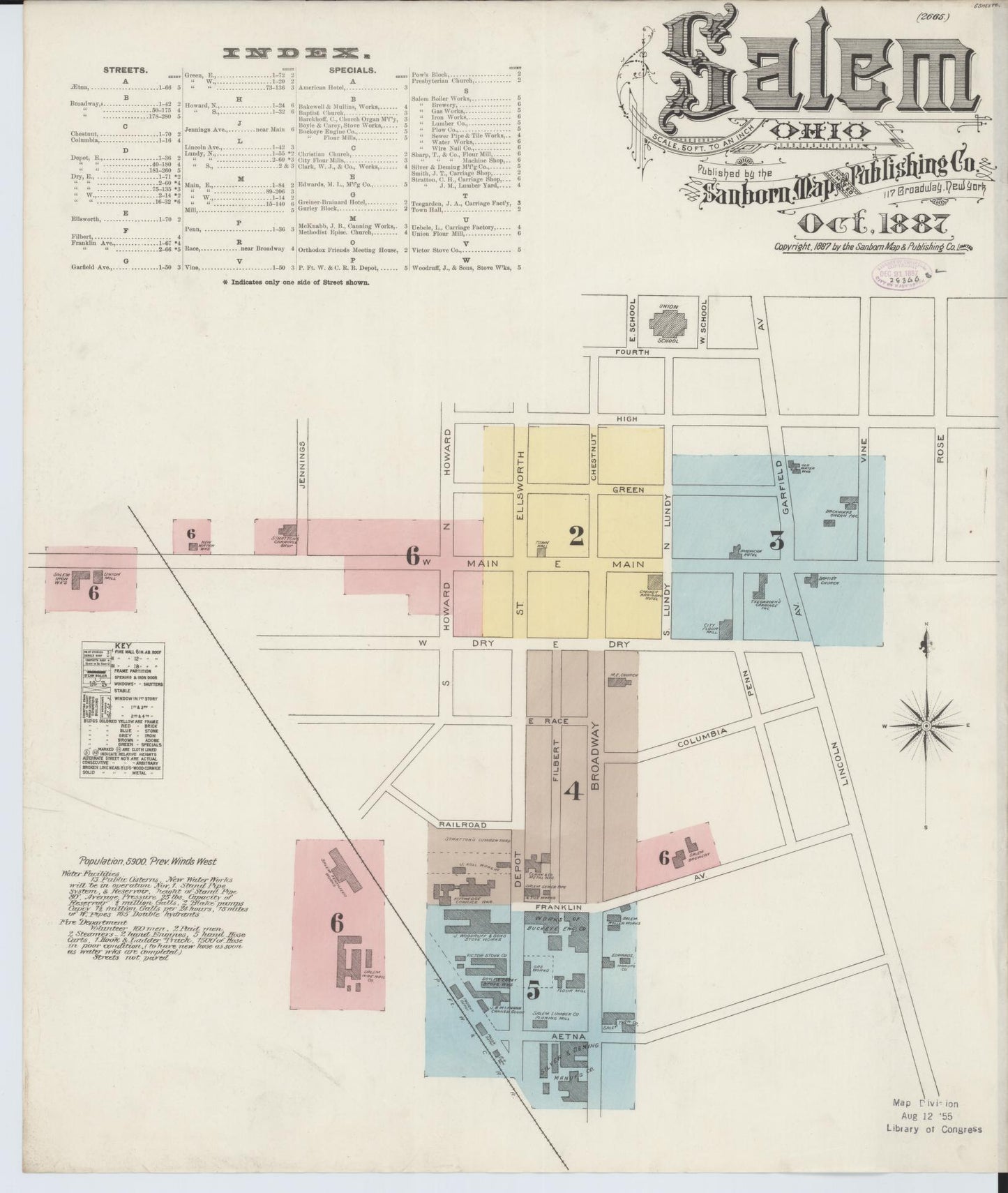 Sanborn Fire Insurance Map from Salem, Columbiana County, Ohio (1887), Sheet #0001 - Complete Map Set gallery image, historic Sanborn map, vintage wall art, Ohio Ohio
