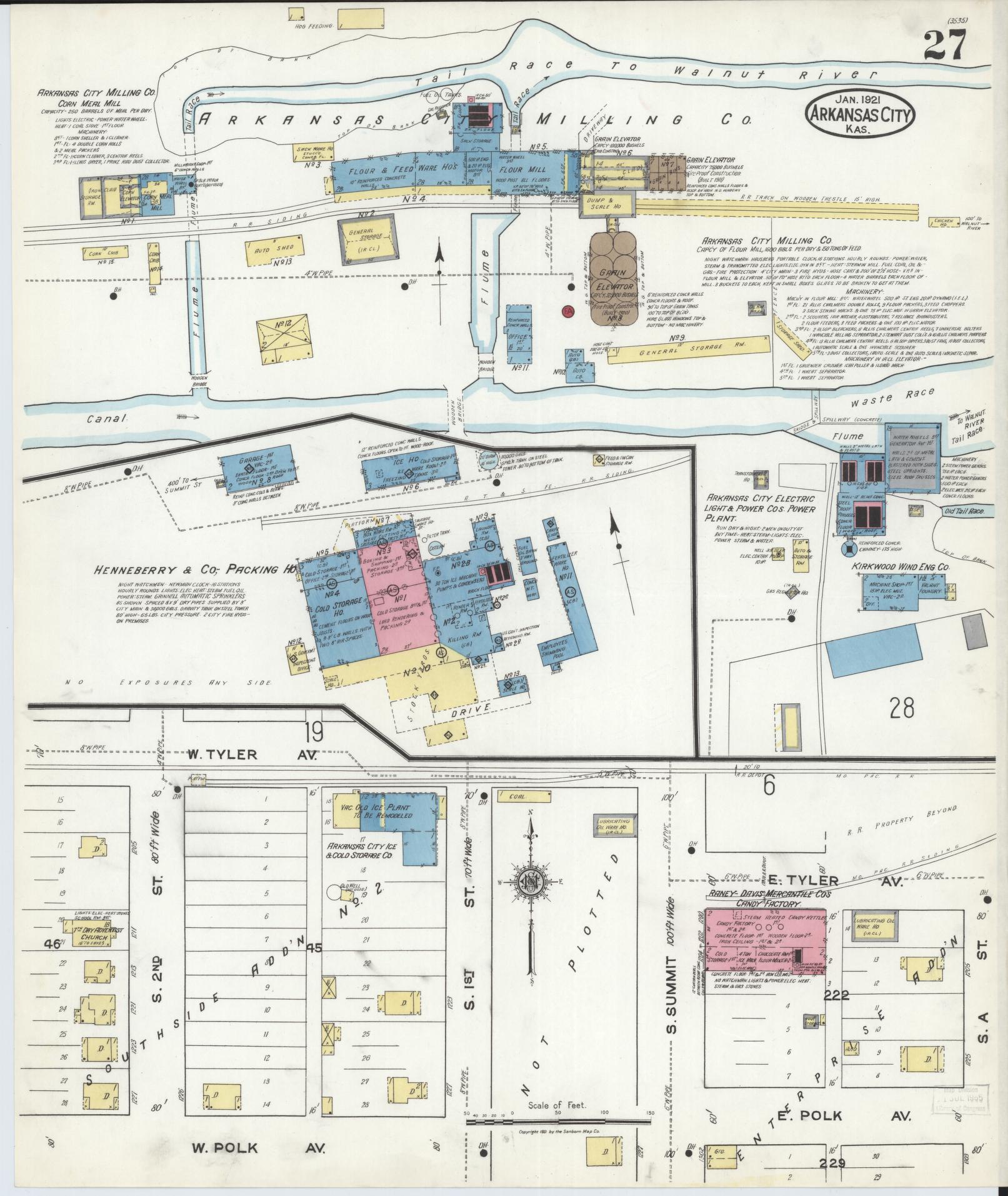 Sanborn Fire Insurance Map from Arkansas City, Cowley County, Kansas (1920), Sheet #0027 - Complete Map Set gallery image, historic Sanborn map, vintage wall art, Arkansas Arkansas
