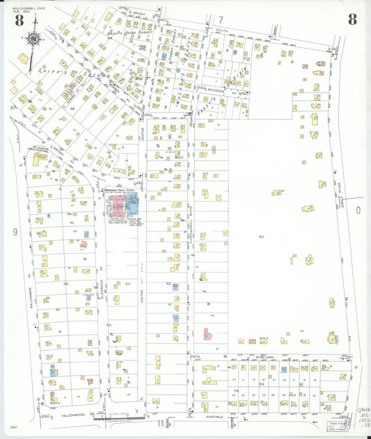 Sanborn Fire Insurance Map from Willoughby, Lake County, Ohio (1952), Sheet #0008 - Historic Sanborn Fire Insurance Map Print, vintage old map wall art, antique decor, genealogy gift, Ohio Ohio map