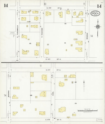 Sanborn Fire Insurance Map from Ocala, Marion County, Florida (1924), Sheet #0014 - Complete Map Set gallery image, historic Sanborn map, vintage wall art, Florida Florida