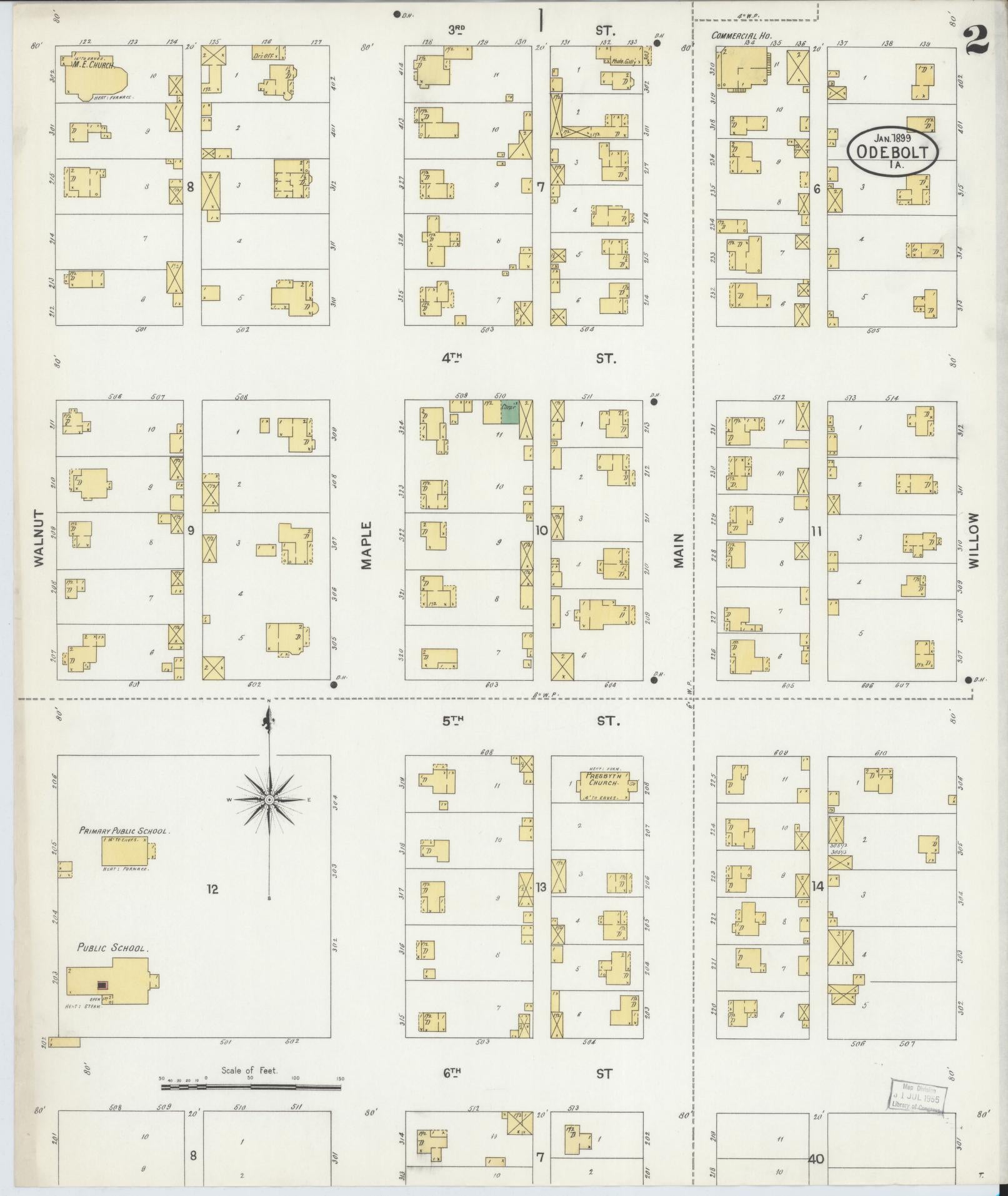 Sanborn Fire Insurance Map from Odebolt, Sac County, Iowa (1899), Sheet #0002 - Historic Sanborn Fire Insurance Map Print