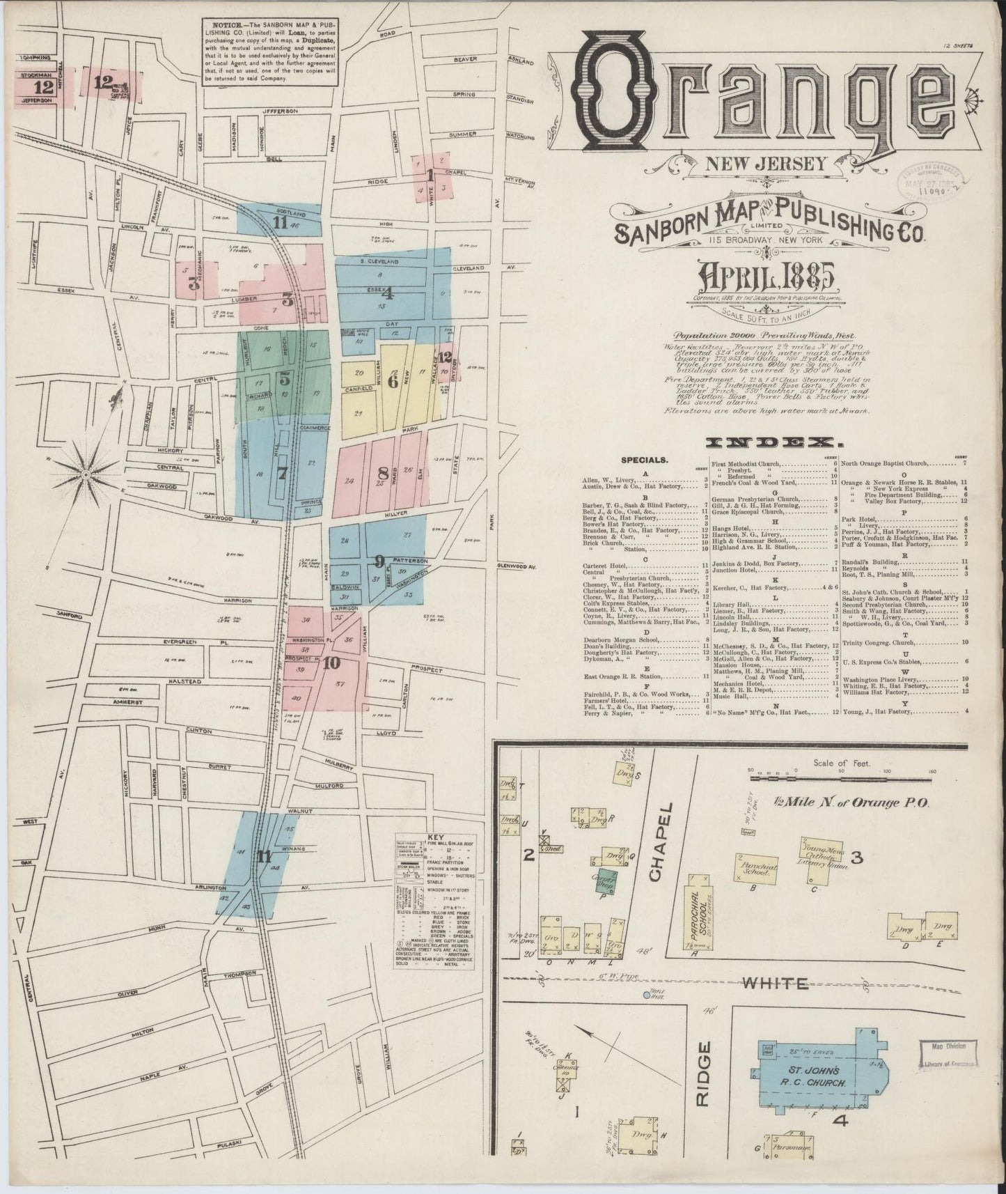 Sanborn Fire Insurance Map from Orange, Essex County, New Jersey. (1885) – Historic Sanborn Fire Insurance Map Print