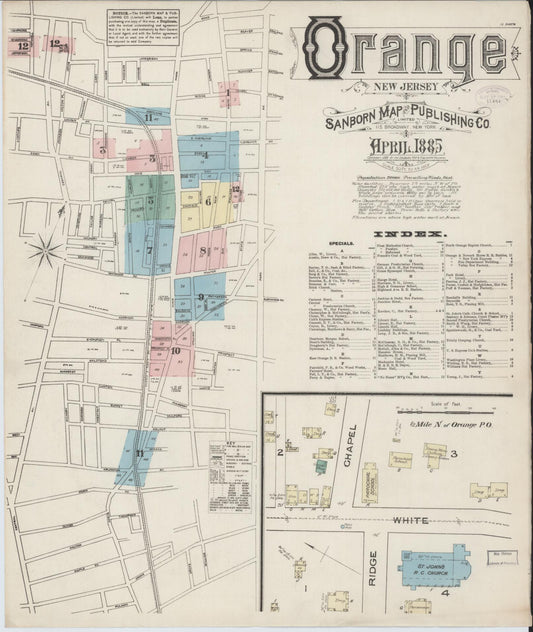 Sanborn Fire Insurance Map from Orange, Essex County, New Jersey. (1885) – Historic Sanborn Fire Insurance Map Print