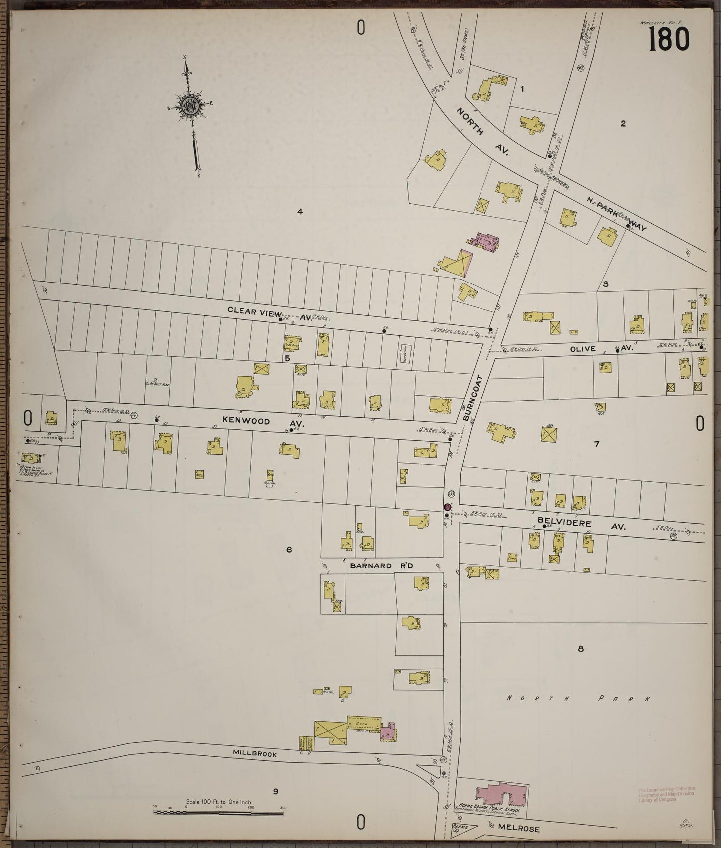 Sanborn Fire Insurance Map from Worcester, Worcester County, Massachusetts (1910), Sheet #0180 - Complete Map Set gallery image, historic Sanborn map, vintage wall art, Massachusetts Massachusetts