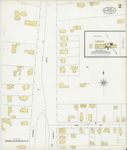 Sanborn Fire Insurance Map from Suffield, Hartford County, Connecticut (1905), Sheet #0002 - Complete Map Set gallery image, historic Sanborn map, vintage wall art, Connecticut Connecticut