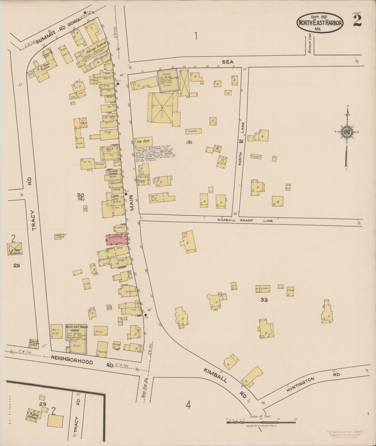 Sanborn Fire Insurance Map from North East Harbor, Hancock County, Maine (1921), Sheet #0002 - Complete Map Set gallery image, historic Sanborn map, vintage wall art, Maine Maine