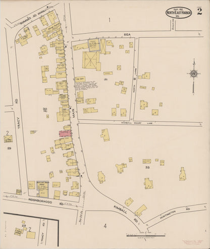 Sanborn Fire Insurance Map from North East Harbor, Hancock County, Maine (1921), Sheet #0002 - Complete Map Set gallery image, historic Sanborn map, vintage wall art, Maine Maine