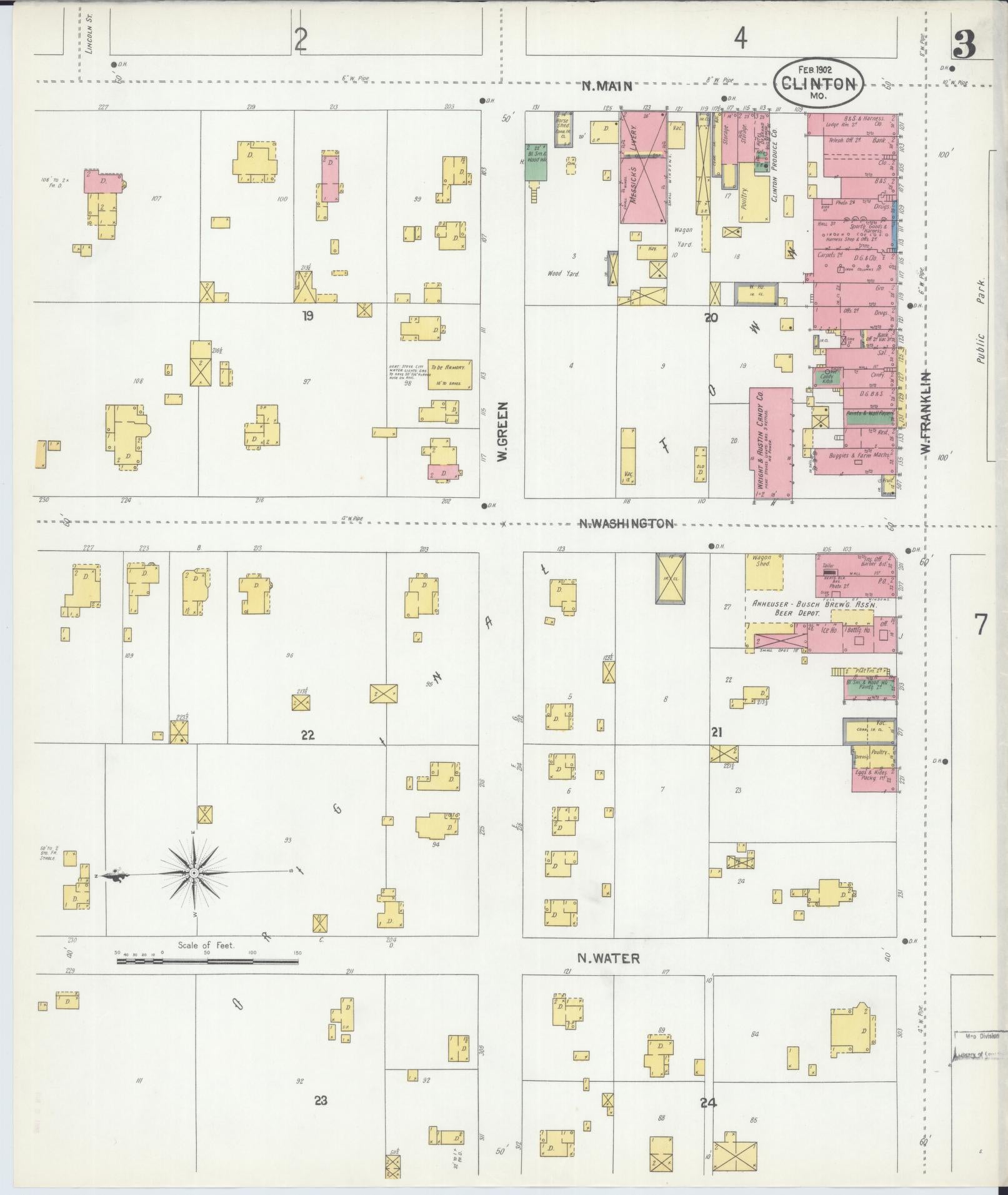 Sanborn Fire Insurance Map from Clinton, Henry County, Missouri (1902), Sheet #0003 - Historic Sanborn Fire Insurance Map Print, vintage old map wall art, antique decor, genealogy gift, Missouri Missouri map