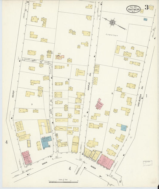 Sanborn Fire Insurance Map from Antwerp, Jefferson County, New York (1912), Sheet #0003 - Historic Sanborn Fire Insurance Map Print, vintage old map wall art, antique decor, genealogy gift, New York New York map