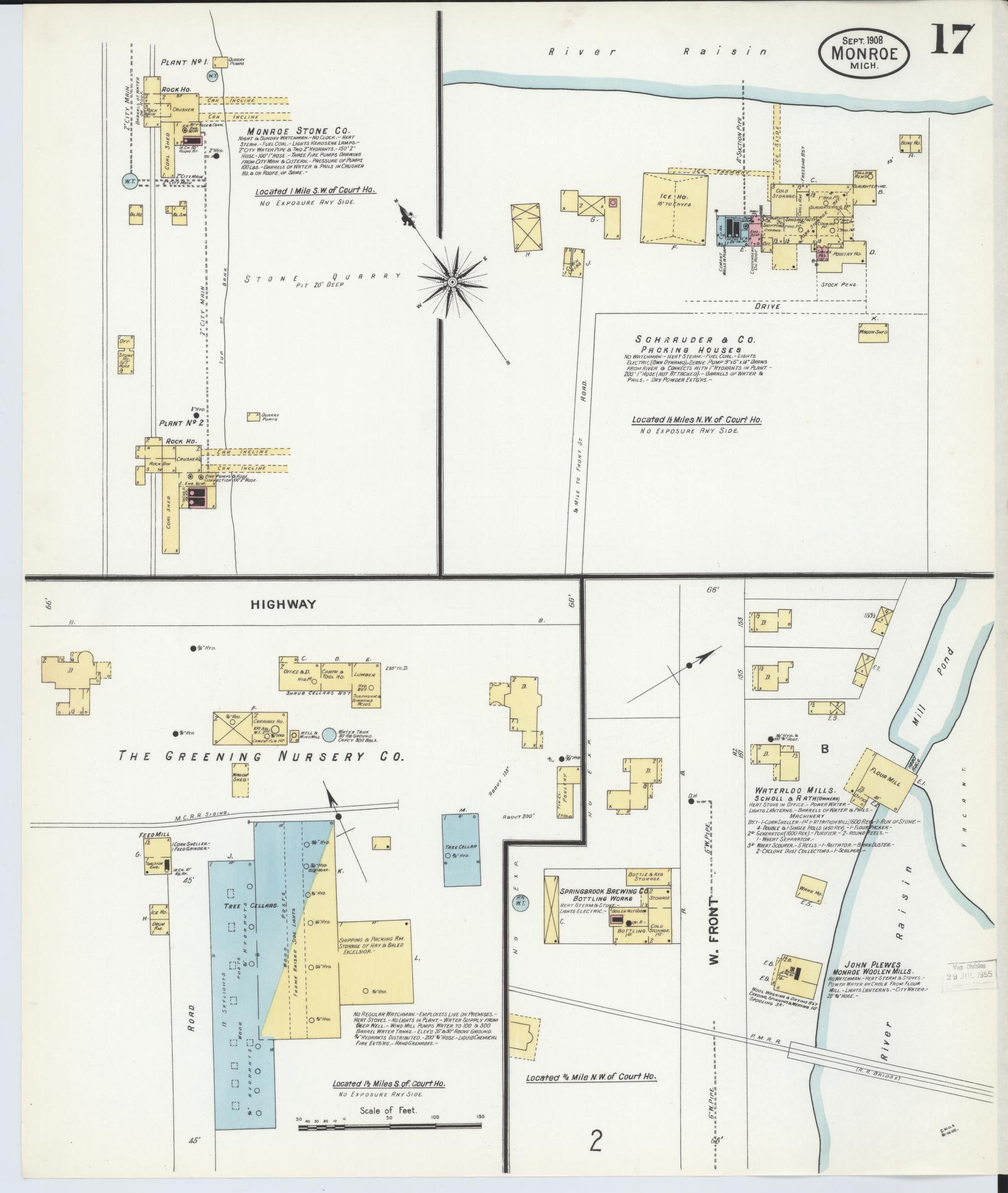 Sanborn Fire Insurance Map from Monroe, Monroe County, Michigan (1908), Sheet #0017 - Complete Map Set gallery image, historic Sanborn map, vintage wall art, Michigan Michigan
