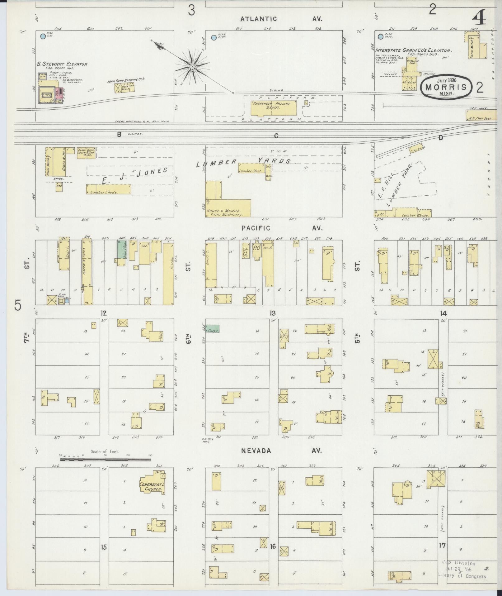 Sanborn Fire Insurance Map from Morris, Stevens County, Minnesota (1896), Sheet #0004 - Historic Sanborn Fire Insurance Map Print, vintage old map wall art, antique decor, genealogy gift, Minnesota Minnesota map