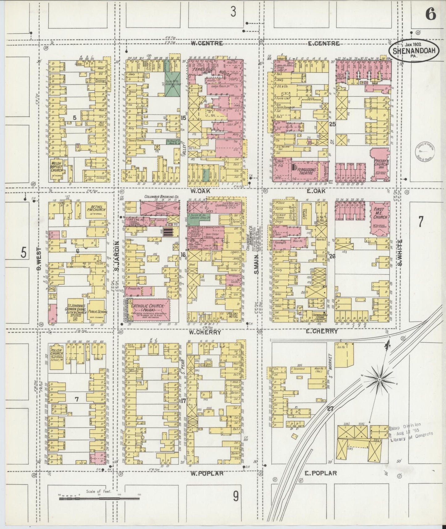 Sanborn Fire Insurance Map from Shenandoah, Schuylkill County, Pennsylvania (1902), Sheet #0006 - Complete Map Set gallery image, historic Sanborn map, vintage wall art, Pennsylvania Pennsylvania