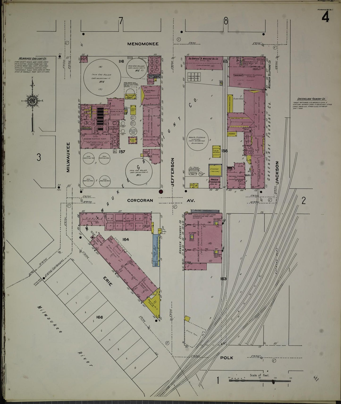 Sanborn Fire Insurance Map from Milwaukee, Milwaukee County, Wisconsin (1910), Sheet #0004 - Historic Sanborn Fire Insurance Map Print, vintage old map wall art, antique decor, genealogy gift, Wisconsin Wisconsin map